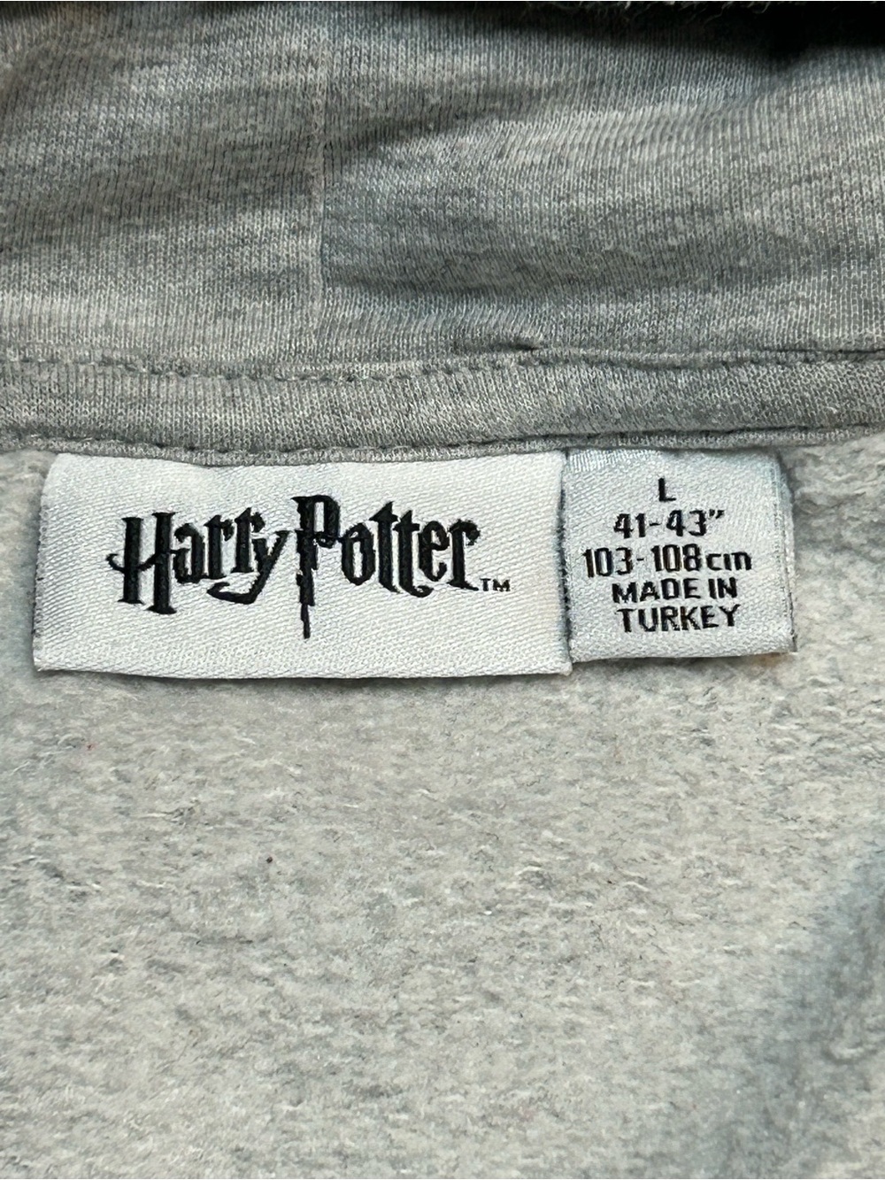 Harry Potter Grey Hogwarts Crest Pullover Hoodie Wizarding World Spellout - Picture 3 of 6